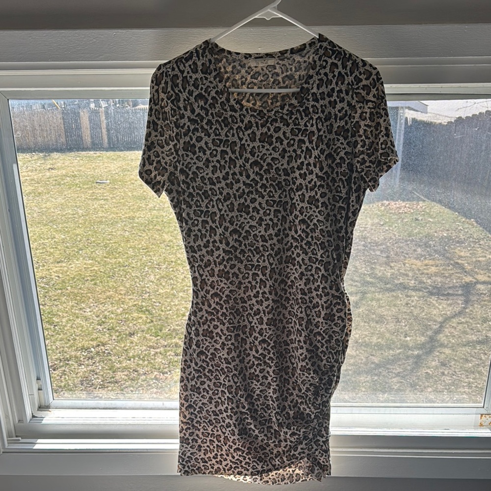 Leopard Print Short Sleeve Dress